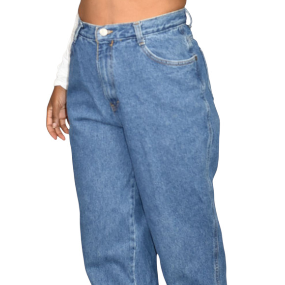 Vintage Gitano Zipper Jeans High Waist Mom Baggy 90s Medium Wash Cotton Rigid 27 - Picture 8 of 13